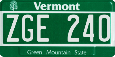 VT license plate ZGE240
