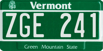 VT license plate ZGE241