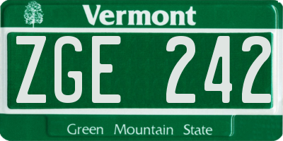 VT license plate ZGE242