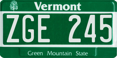 VT license plate ZGE245