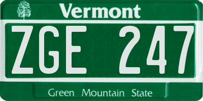 VT license plate ZGE247