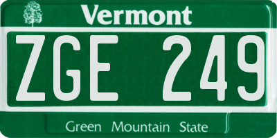 VT license plate ZGE249
