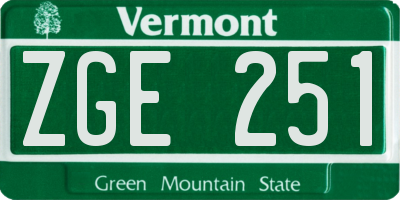 VT license plate ZGE251