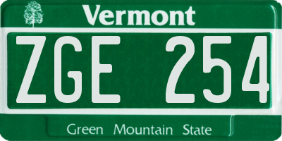 VT license plate ZGE254