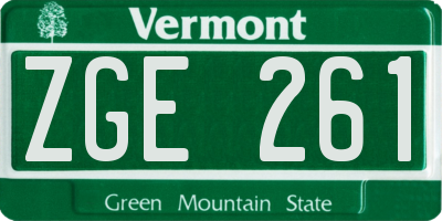 VT license plate ZGE261