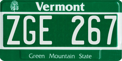 VT license plate ZGE267