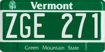 VT license plate ZGE271