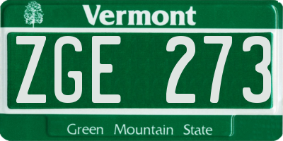VT license plate ZGE273