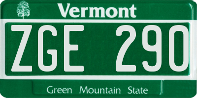 VT license plate ZGE290