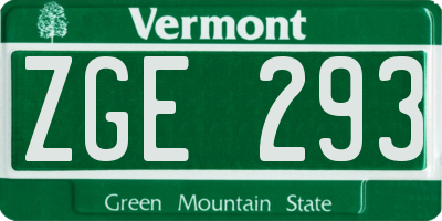 VT license plate ZGE293