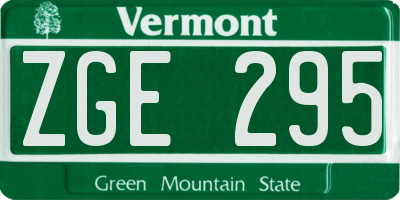 VT license plate ZGE295