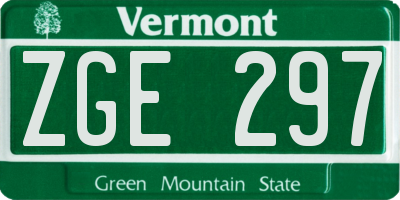 VT license plate ZGE297