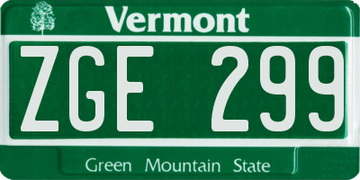 VT license plate ZGE299