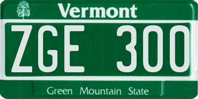 VT license plate ZGE300