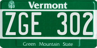 VT license plate ZGE302