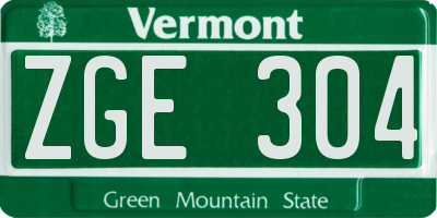 VT license plate ZGE304