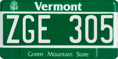 VT license plate ZGE305