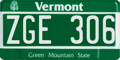 VT license plate ZGE306