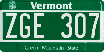 VT license plate ZGE307