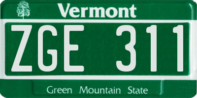 VT license plate ZGE311