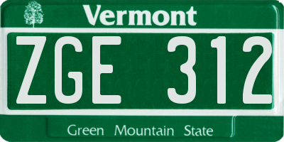 VT license plate ZGE312