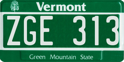 VT license plate ZGE313