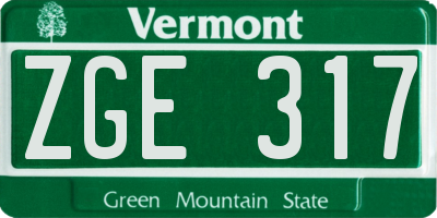 VT license plate ZGE317