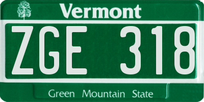 VT license plate ZGE318
