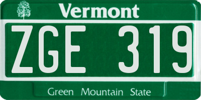 VT license plate ZGE319