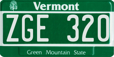 VT license plate ZGE320