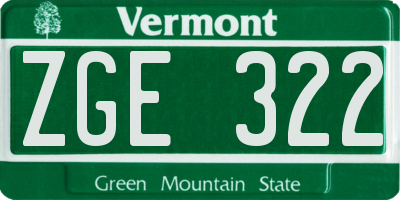 VT license plate ZGE322