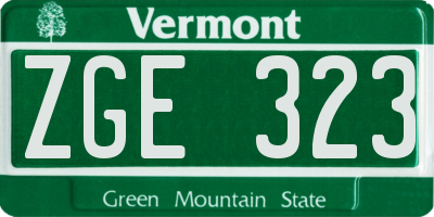 VT license plate ZGE323