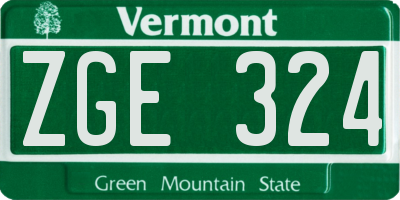 VT license plate ZGE324