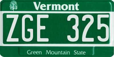 VT license plate ZGE325