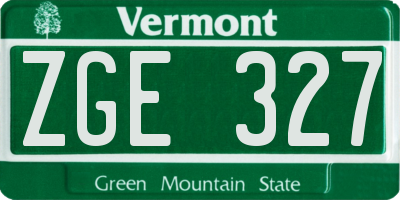 VT license plate ZGE327