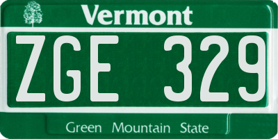VT license plate ZGE329