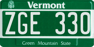 VT license plate ZGE330