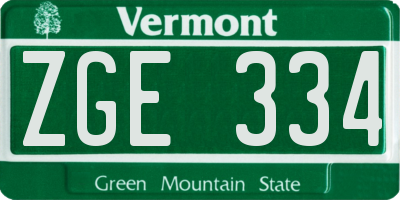 VT license plate ZGE334