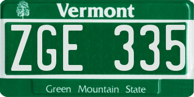VT license plate ZGE335
