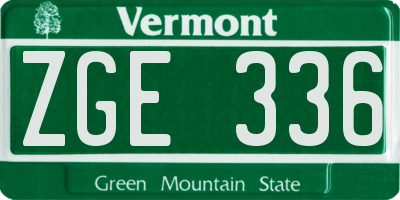 VT license plate ZGE336