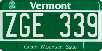 VT license plate ZGE339