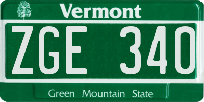 VT license plate ZGE340