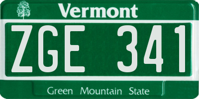 VT license plate ZGE341