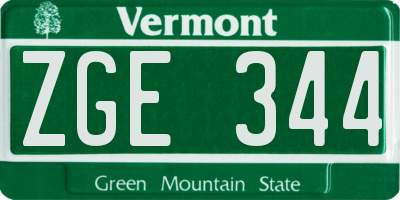 VT license plate ZGE344