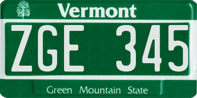 VT license plate ZGE345