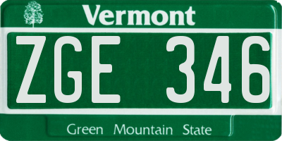 VT license plate ZGE346