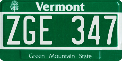 VT license plate ZGE347