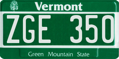 VT license plate ZGE350