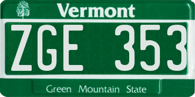 VT license plate ZGE353