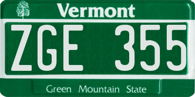 VT license plate ZGE355